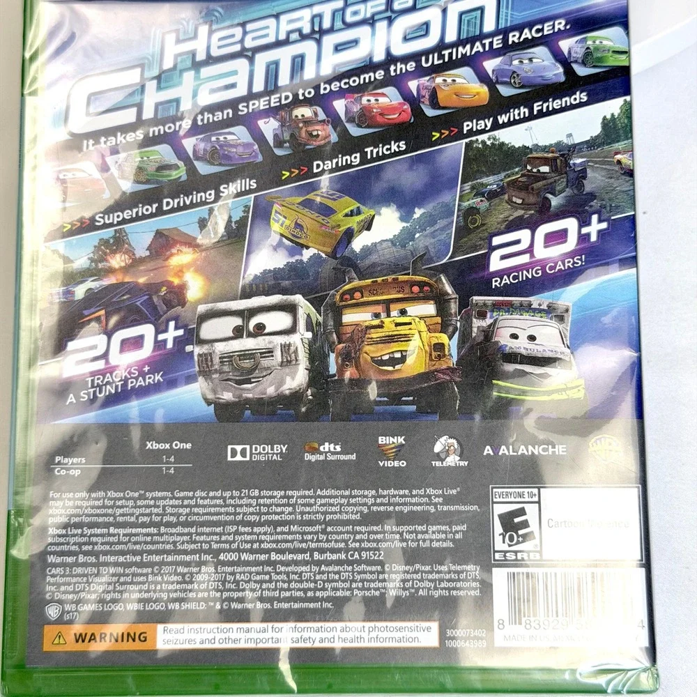 Disney Pixar Cars 3 Driven to Win Xbox One Racing Game New Sealed Warner Bros